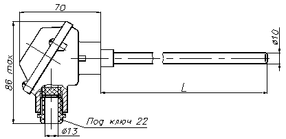 Основные размеры термопреобразователя ТСП/М-1188-01