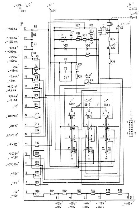 Схема электрическая принципиальная прибора Ц4353