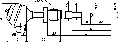 Рис.2.Схематическои зображение термопреобразователя ТСП 8042Р исполнение 2.