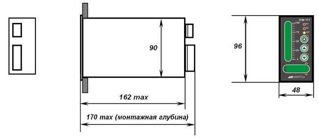 Габаритные размеры индикатора интерфейсного ИТМ-111