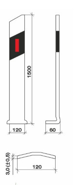 Рис.1 Габаритные и установочные размеры столбика направляющего
