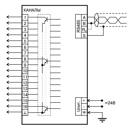 рис. 1 - Схема подключения модуля МТМ4000DO