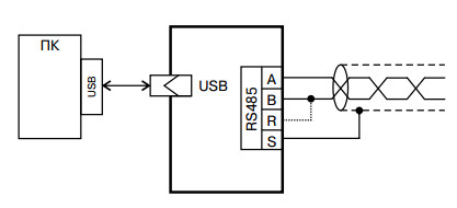 рис. 1 - Схема подключения преобразователя МТМ4000FUSB