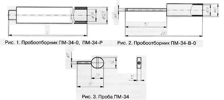 Размеры пробоотборников ПМ-34