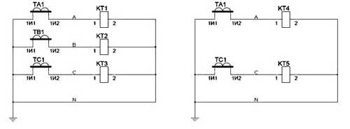 Схема подключения трансформатора тока нулевой последовательности
