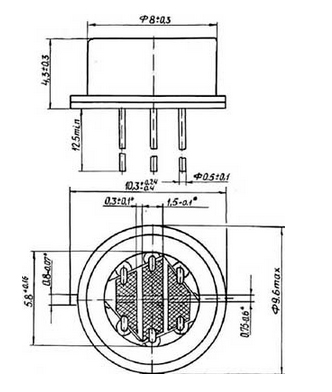 Габаритные размеры фоторезистора СФ2–12