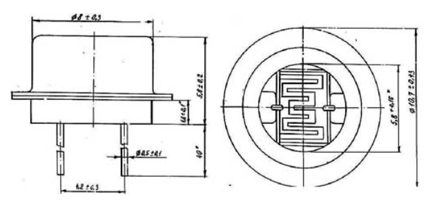 Габаритные размеры фоторезистора СФ2-5А