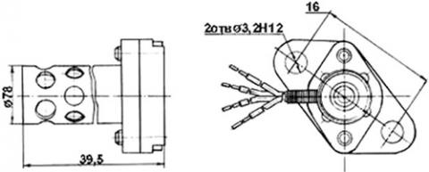 Рис.1.Схема габаритных размеров датчика ТП-227