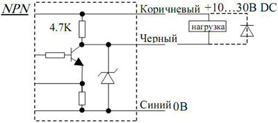 Рис.1. Схема подключения датчика SU-02R NPN