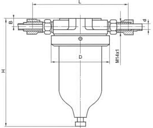 Рис.1. Схема габаритных размеров фильтра воздуха ФВ-6-02