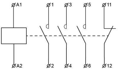 Рис.1. Электрическая схема пускателя электромагнитного ПМ 1-18-01 (LC1-D1801)