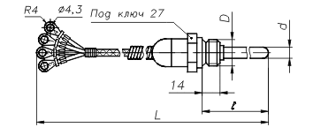 Габаритный чертеж термопреобразователей сопротивления ТСМ-0890В