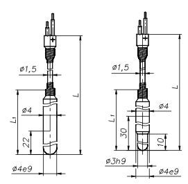 Габаритный чертеж преобразователей термоэлектрических ТХА-1590В, ТХК-1590В